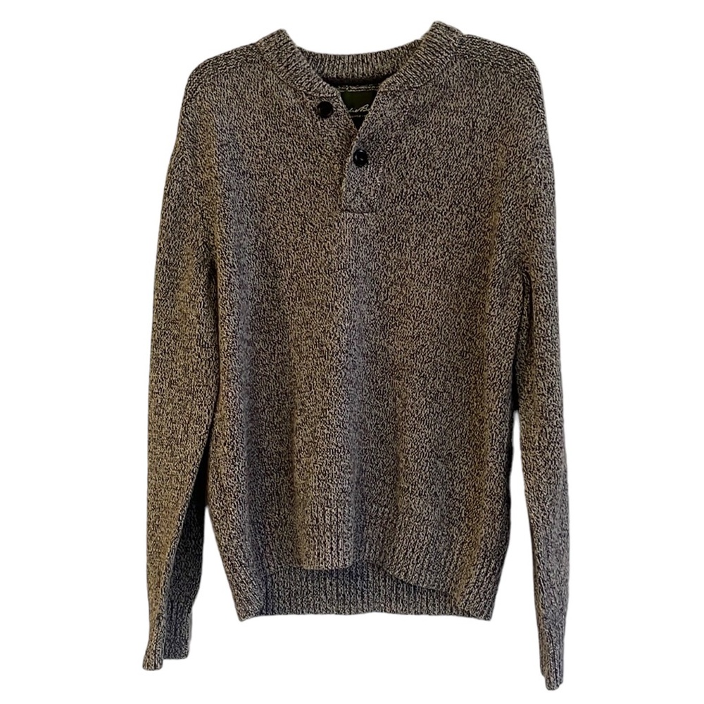 EDDIE BAUER MENS COTTON KNIT SWEATER GRAY SIZE LARGE